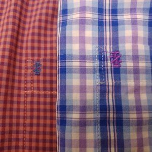 Izod Button Down Shirts Men's Medium Lot of 2 Multicolor Plaid